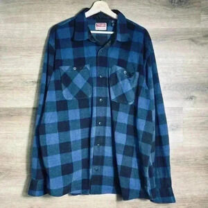 Wrangler Men's Long Sleeve Shirt, Blue Buffalo Plaid, X-Large Tall